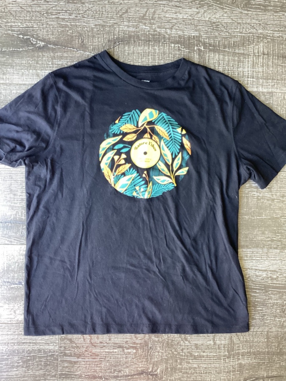 Old Navy "Nature Vibes" Record Graphic Tee - Black - Size Large